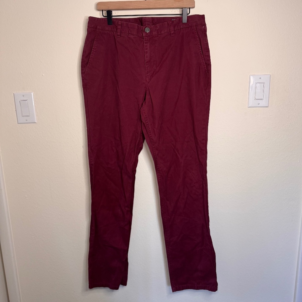 Bonobos Slim Straight Chino Pants Men's 36 Maroon Preppy Business Casual